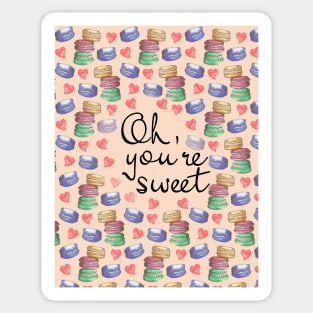 Oh Youre Sweet Macaron Dreams Watercolour Red Black Sticker